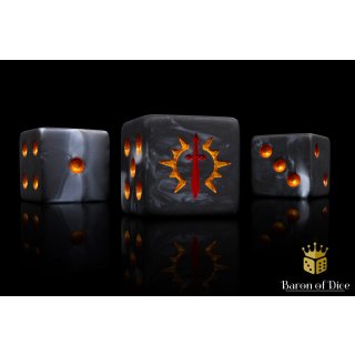 Baron of Dice - Consecrated Blades, Black 16mm Square Corner Dice (25)