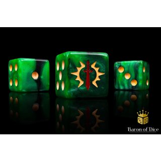 Baron of Dice - Consecrated Blades, Green 16mm Square Corner Dice (25)