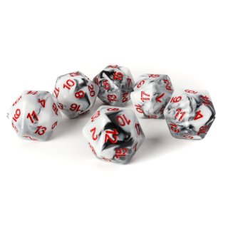 Baron of Dice - Infinity: N4 White/Black with Red - Official Dice Set (6 Dices)