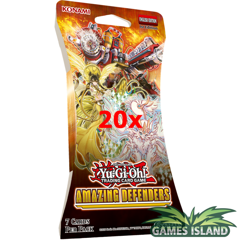 Pokemon yugioh! amazing defenders sleeved boosterpack case (20 packs) english