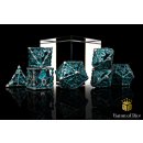 Baron of Dice - Grim Reaper Teal Glow Metal RPG Dice Set...