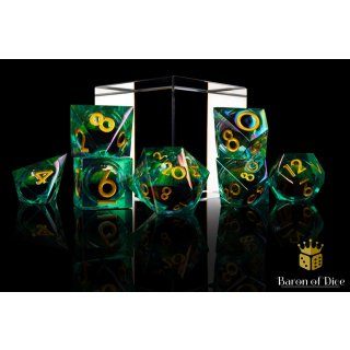 Baron of Dice - Dragons Eye Liquid Core Sharp Edge RPG Dice Set (7 Pieces)