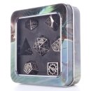 Baron of Dice - Silver Machinery Metal RPG Dice Set (7 Pieces)