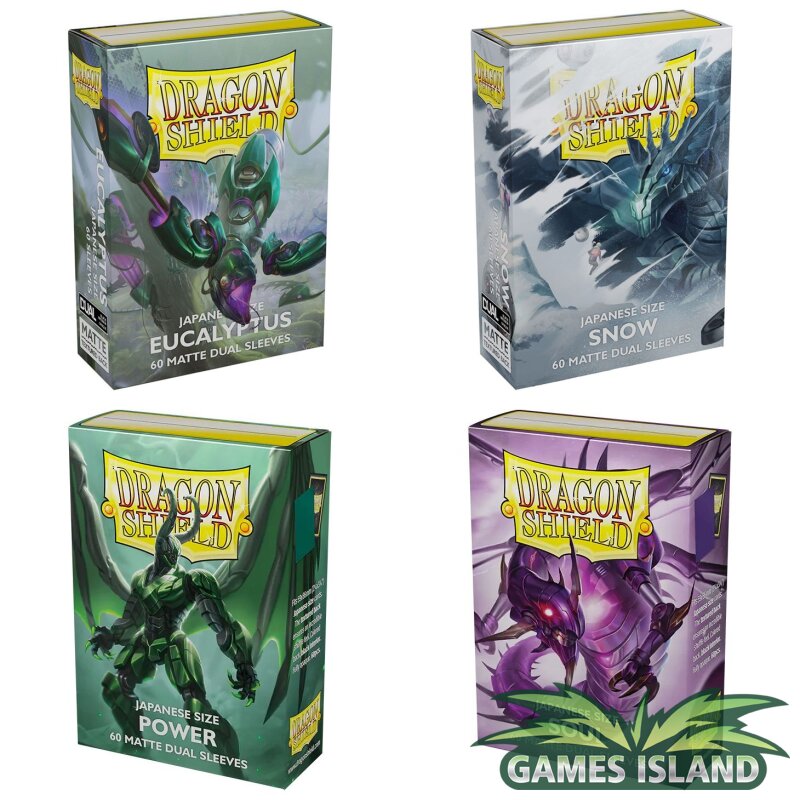 Arcane Tinman Dragon Shield Dual Matte Japanese Sleeves (60-Pack) - Orchid, Eucalyptus, Lagoon, Lightning, or Snow (Lagoon)